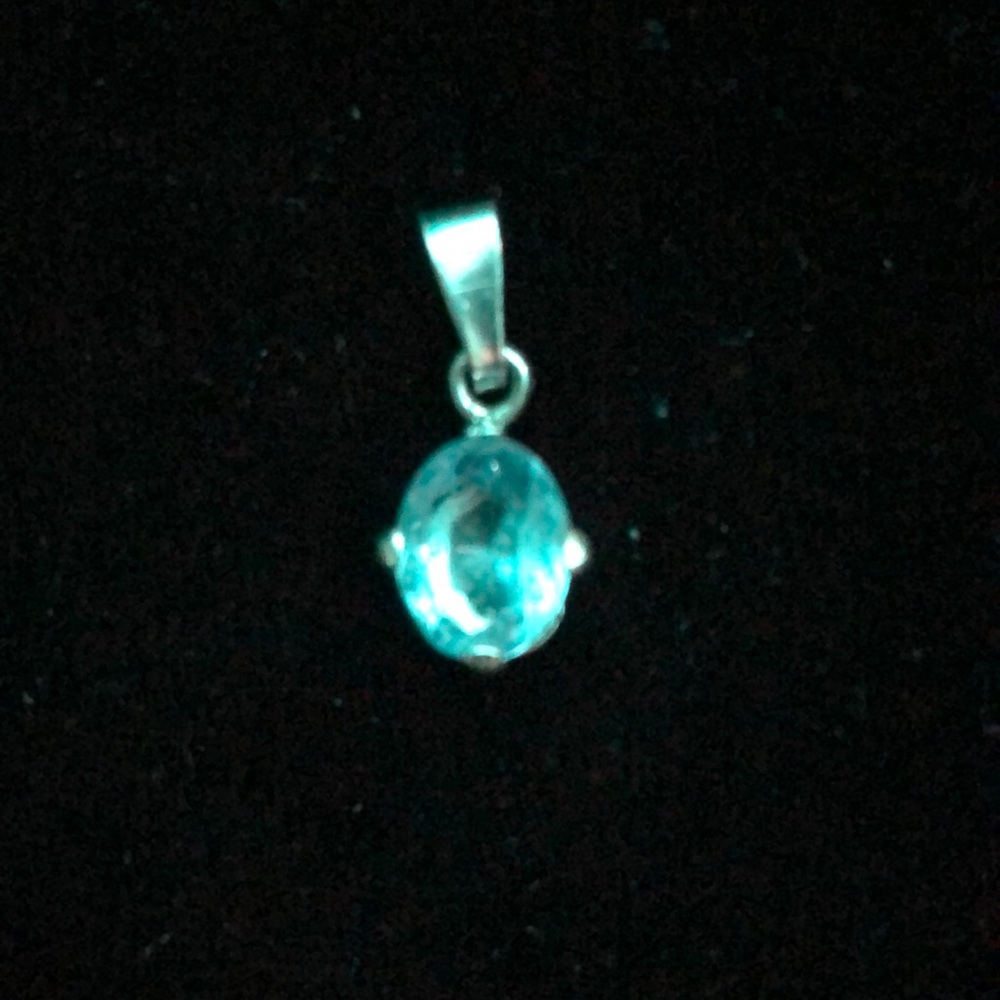 Sterling Silver Pendant with Light Blue Stone Topaz?